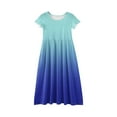 thumbnail image 4 of XADYUY Summer Dress for Girls 7-8 Casual Gradient Short Sleeve Maxi Dress Cute Crew Neck Sundresses Basic Swing Dresses with Pocketss 13-14 Years,Royal Blue, 4 of 5