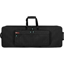 Gator GKP76-BLK Semi-Rigid Lightweight Pro Wheeled Case for 76-Note Keyboards; Charcoal Black Electric Blue Interior