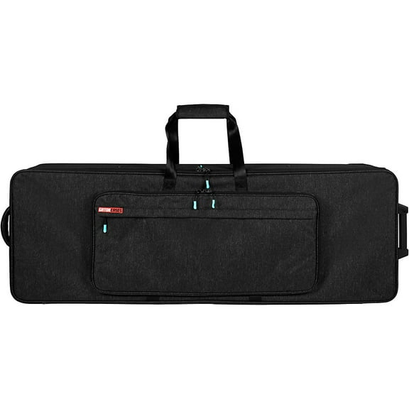 Gator GKP76-BLK Semi-Rigid Lightweight Pro Wheeled Case for 76-Note Keyboards; Charcoal Black Electric Blue Interior