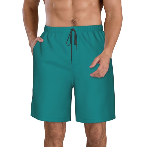 Naloa Teal Men's Beach Shorts, Surfing shorts, Swim trunks, Quick Dry Swim Trunks for Surfing Beach Fun - Small