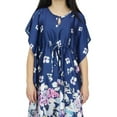 thumbnail image 5 of Bimba Womens Navy Blue Short Kimono Printed Satin Floral Bridesmaid Kaftan-4, 5 of 7