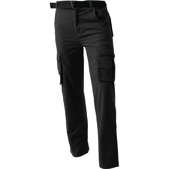 Ma Croix Mens CARGO PANTS with Utility Belt Lightweight Relaxed Straight Fit Twill Cotton Work Outdoor Tactical