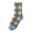 thumbnail image 2 of Womem Blue Plaid Socks Shallow Mouth Japanese Cute Milk Pattern Socks Sports Socks Sock Multicolor, 2 of 3
