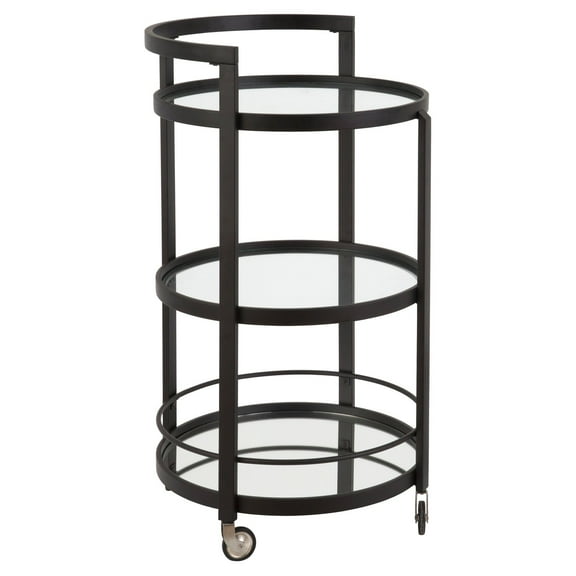 Evelyn&Zoe 21" Blackened Bronze Metal/Glass Bar Cart