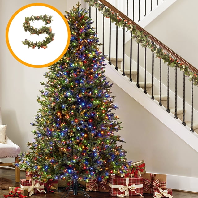 Xihbxyly Guirnalda Navideña de Ratán, 2,2 M de Pvc, Elegantes Flores Artificiales, Decoración Versátil para Interior y Exterior, Ambiente Festivo Invernal, Ideal para Repisas, Escaleras y Porches, 22