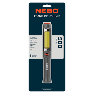 NEBO Franklin Taskbar 500 Lumen COB Work Light and Flashlight with 7 Light Modes, Great for Emergencies and Signaling, Grey