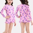 thumbnail image 2 of Qingpeng Girls One Piece Swimsuits Long Sleeves Ruffles Swimwear Cute Print Beach Sport Bathing Suit, 2 of 4