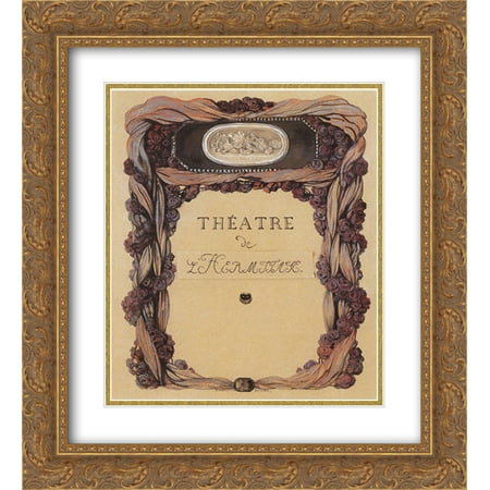 Konstantin Somov 2x Matted 20x24 Gold Ornate Framed Art Print 'Cover of Theater Program 'Theatre de L