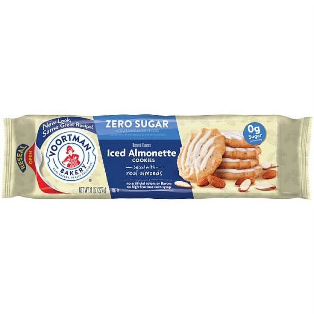(12 pack) VOORTMAN Bakery Zero Sugar Iced Almonette Cookies 8 oz