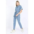 thumbnail image 2 of Banny Jeans ® Women Denim jumpsuits Short Sleeve Belted Collared Neck Button down dress, 2 of 3