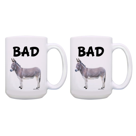 ThisWear Sarcastic Gifts for Women Bad Ass Donkey Sarcasm Mug for Men 2 Pack 15oz Coffee Mugs