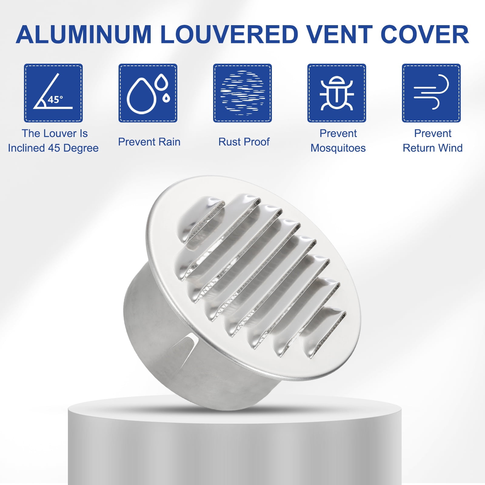 Uxcell 2Pcs 3" Aluminum Universal Louvered Vent Cover Ducting Air Vents Wall Outlet