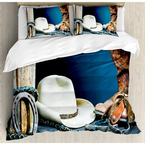 Ambesonne Western Equestrian Backdrop With Antique Horseshoe Hat