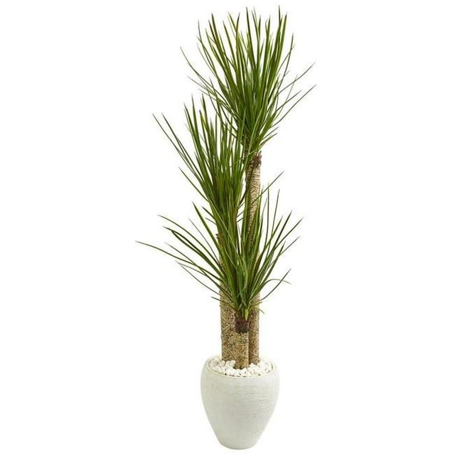 Nearly Natural 9544 5.5 in. Yucca Artificial Tree in White Planter