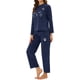 thumbnail image 4 of Conjuntos de lounge para mujeres INSPIRE CHIC, camisetas de manga larga con estampado de gatos y pantalones, pijamas con bolsillos, talla S, color azul, 4 of 6