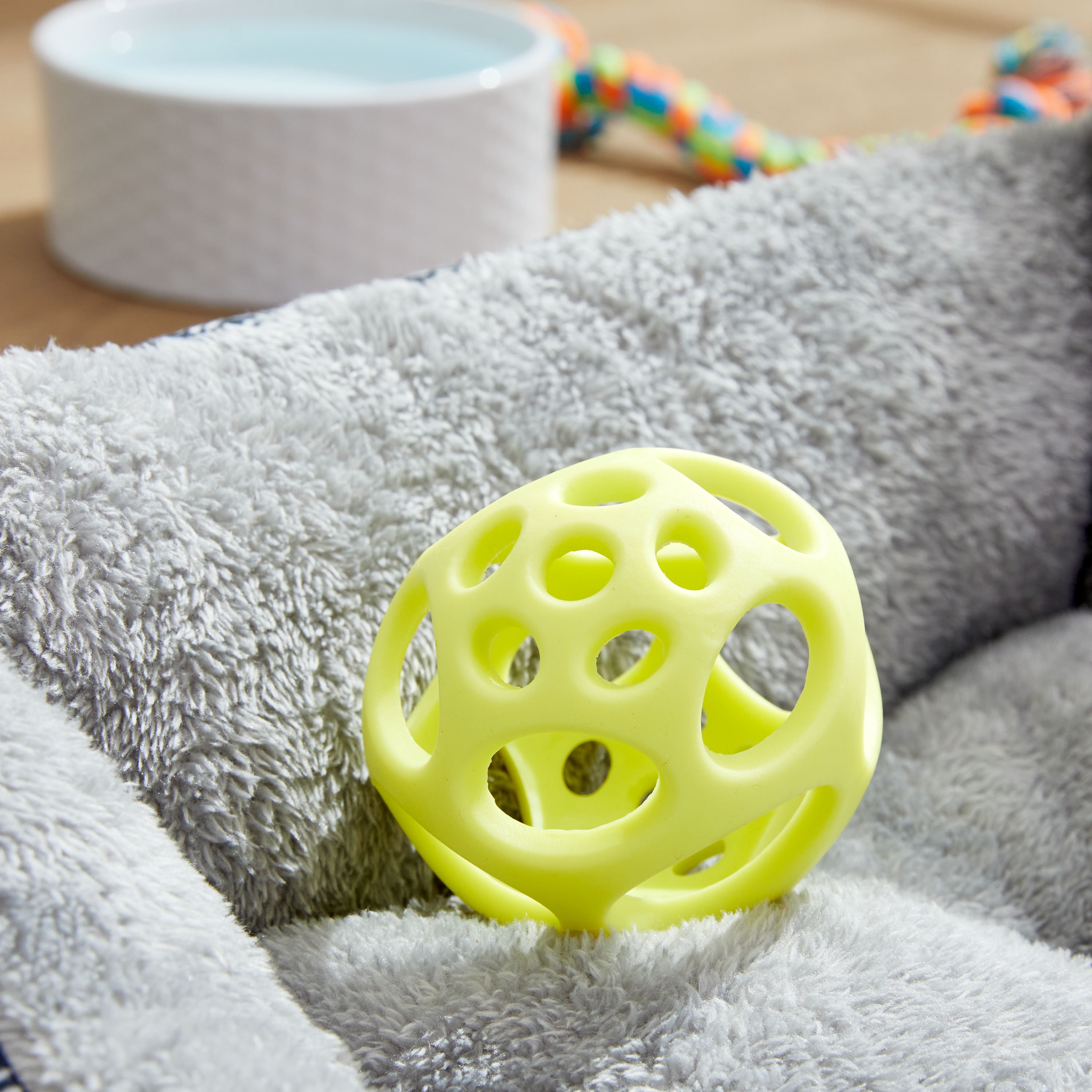 Vibrant Life Durable Rubber Yellow Lattice Ball Dog Toy, Che