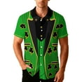 thumbnail image 2 of Handshe Unisex Short Sleeve Button-Down Shirt with St. Patrick's Day Print for Holiday Celebration and Casual Wear, 2 of 9