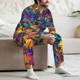 thumbnail image 7 of Sikiie Psychedelic Sunflowers Mens Pajama Set, Soft Warm Long Sleeve Sleepwear, Cozy Button-Down Pjs for Men-X-Large, 7 of 7