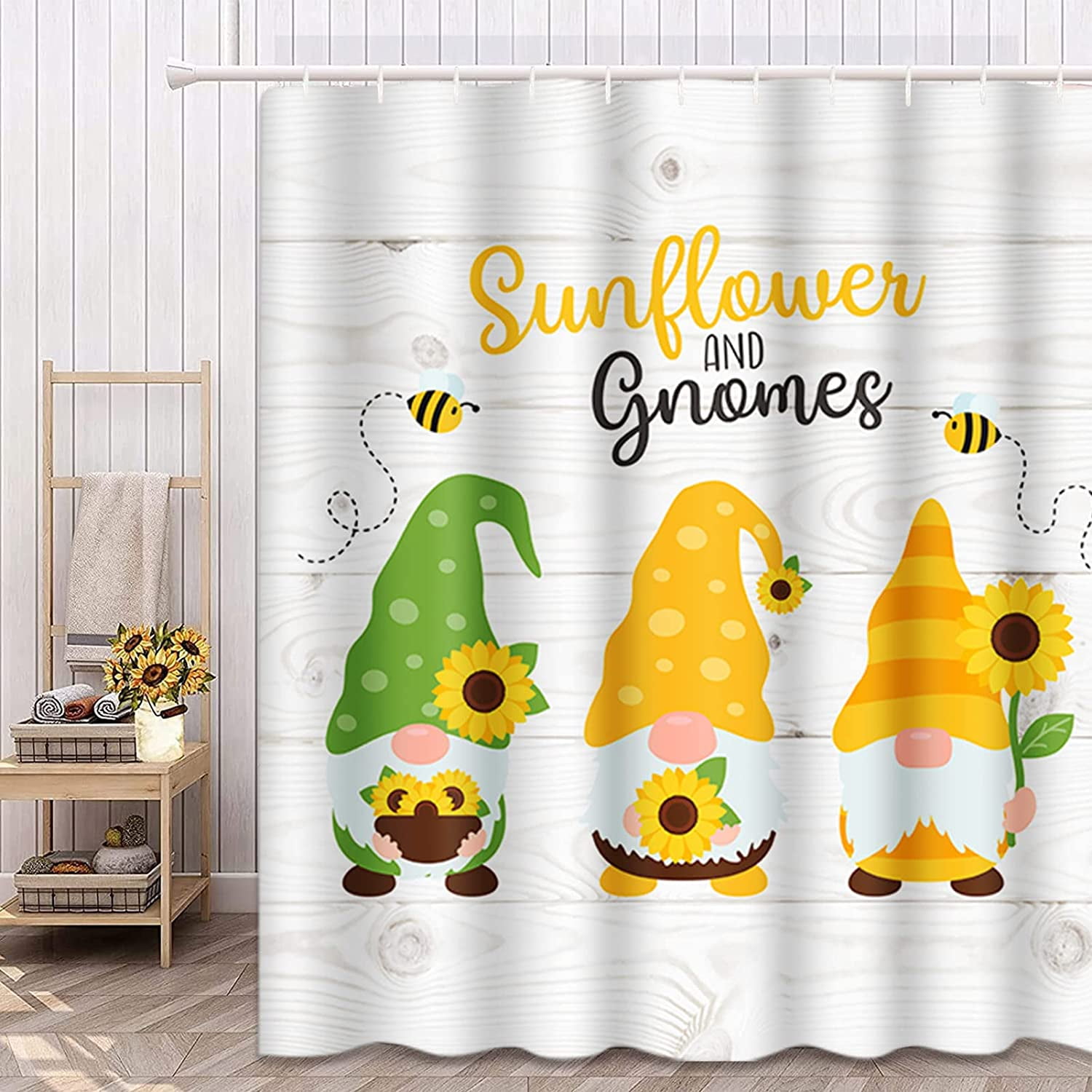 Blue Hydrangeas Shower Curtain 72 x 72 Inch, Spring Floral Daisy Shower Curtain Butterfly Shower