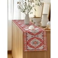 thumbnail image 4 of Table Runner 120 Inches Long for Kitchen Dining, Orange Red Boho Dresser Scarf Farmhouse, Dining Table Decorations for Wedding/Parties, Vintage Flower Tribal Distressed Printed 13 x 120 In, 4 of 8