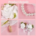thumbnail image 6 of 1 bag Rose Flower Wrist Corsage White Silk Cloth Imitation Rose with Satin Ribbon Wrist Corsage Boutonniere Set for Rustic Vintage Wedding Decor Party Decoration Groom Bride Prom, 6 of 6