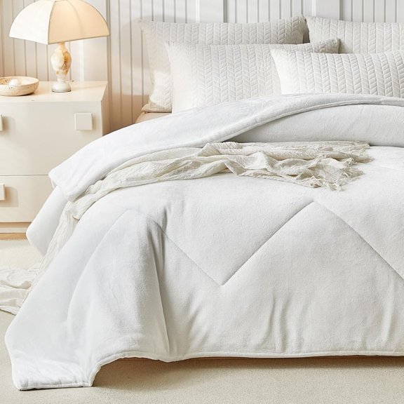 Palatial /Super 120"x98" Comforter Duvet Insert - Milk Bedding Comforters with Wave Textured , Ultra Soft Lightweight Warm Bedding Comforter, White