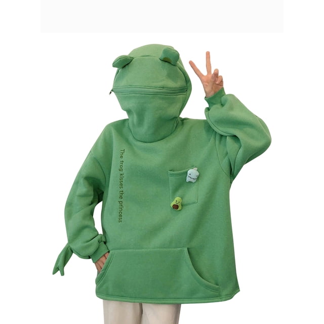 Pudcoco Lover's Cute Long Sleeve Sweatshirt Boy's/Girl's Loose Cartoon Printing Tops