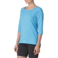 thumbnail image 2 of Hanes Tee-Shirt à Manches Raglan en Coton Extensible pour Femmes, 2TG, Turquoise Volant, 2 of 5