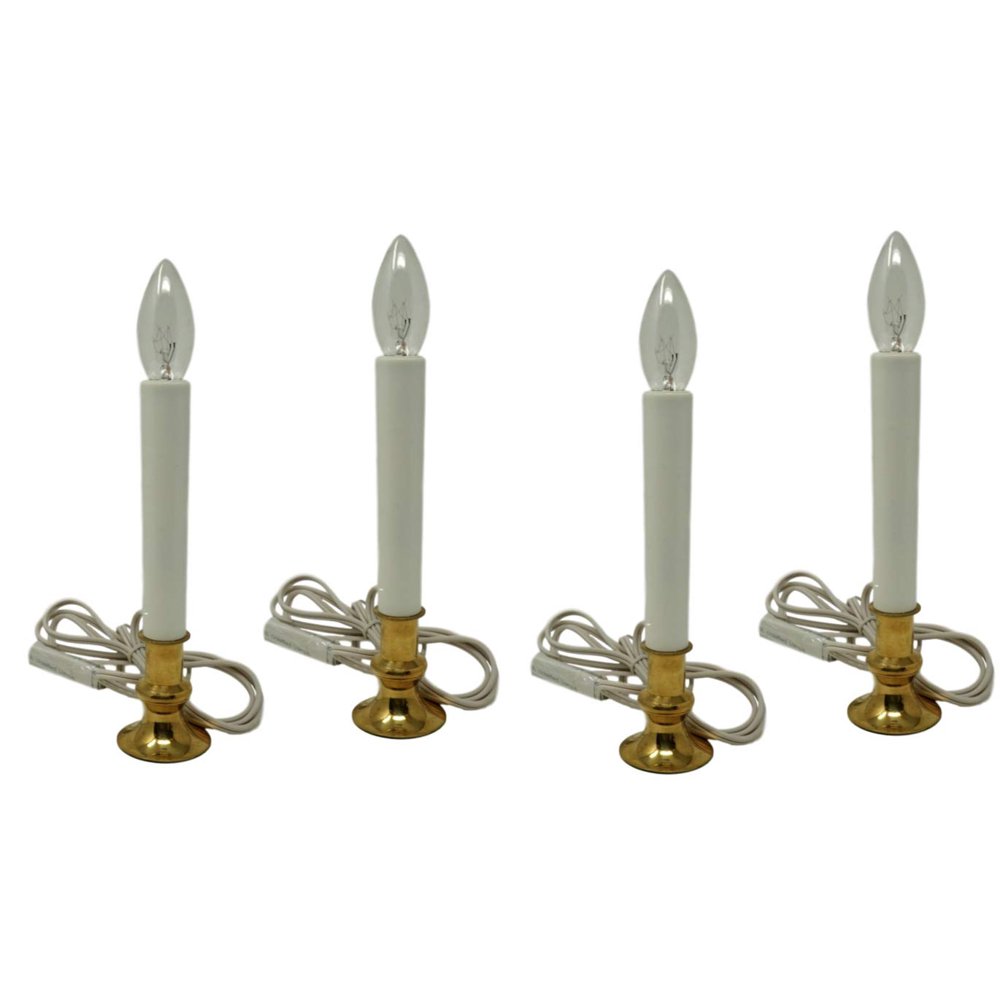 Solid Brass Window Candle Lamp, with On and Off Sensor (4 Pack