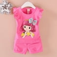 thumbnail image 5 of Toddler Girls Clothes 6M 12M 18M 24M 2T 3T 4T Summer Outfits Baby Kids Short Sleeve Cartoon Girl Print T-Shirt Tops Solid Shorts Sets, 5 of 6