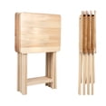 thumbnail image 3 of Set of 4 Foldable TV Tray Table, Solid Wood Construction, Space Saving Side Table for Small Space, Foldable Snack Table, 19" L x 14.5" W x 26" H, 3 of 11