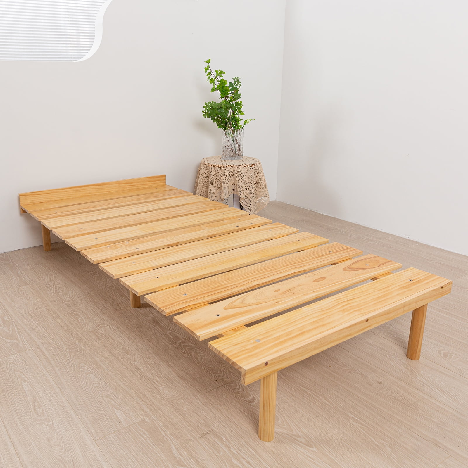 MAXYOYO Wood Bed Frame Twin, Low Bed Frame Platform Bed Twin Floor