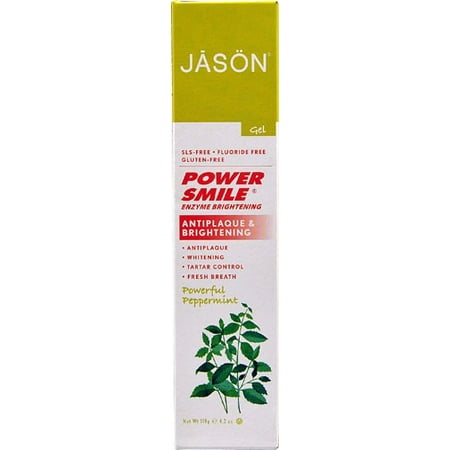 Powersmile Brightening - Jason Powersmile Enzyme Brightening Fluoride-Free Toothpaste, Peppermint, 4.2 Oz