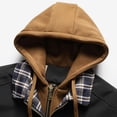 thumbnail image 4 of Men's Fleece Winter Jackets Zip Up Splicing Plaid Tactical Work Coat Casual Quilted Lined Cotton Fake Two-Piece Jacket, 4 of 8
