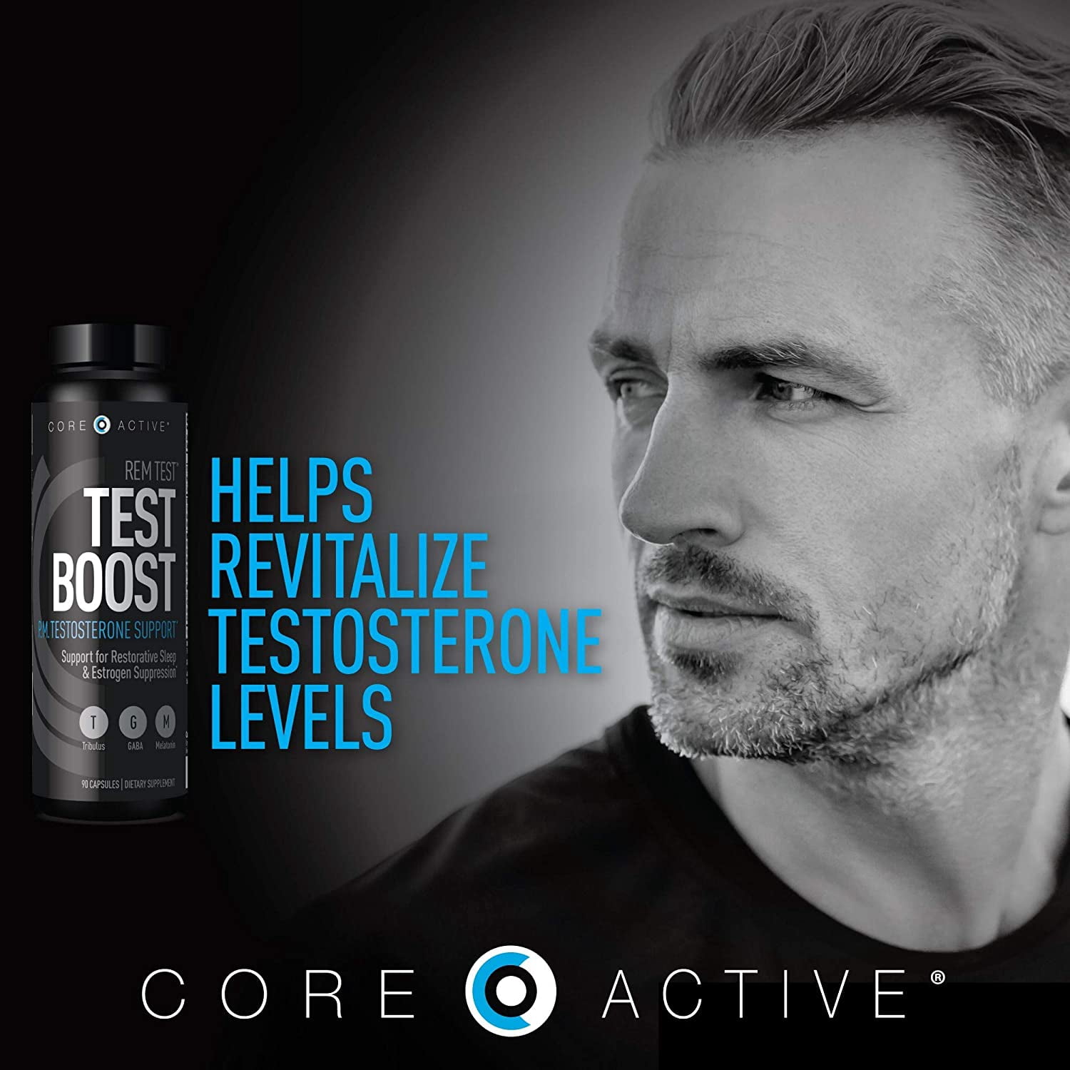 Core Active REM TEST P.M. Testosterone Boost - Sleep Aid and Relaxation for Optimal Rejuvenation - Enhance Muscle Recovery - Increase Lean Muscle Growth for Men - 90 Capsules