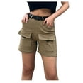 thumbnail image 2 of Women Work Pants Women'S Spring/Summer Mid-Waist Pocket Denim Overalls Casual Shorts Pants Khaki L, 2 of 8
