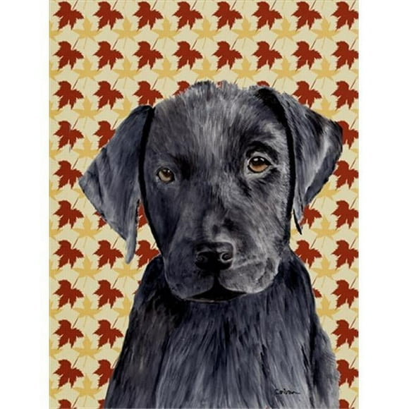Carolines Treasures SC9204GF 15 x 15 In. Labrador Black Fall Leaves Portrait Flag- Garden Size