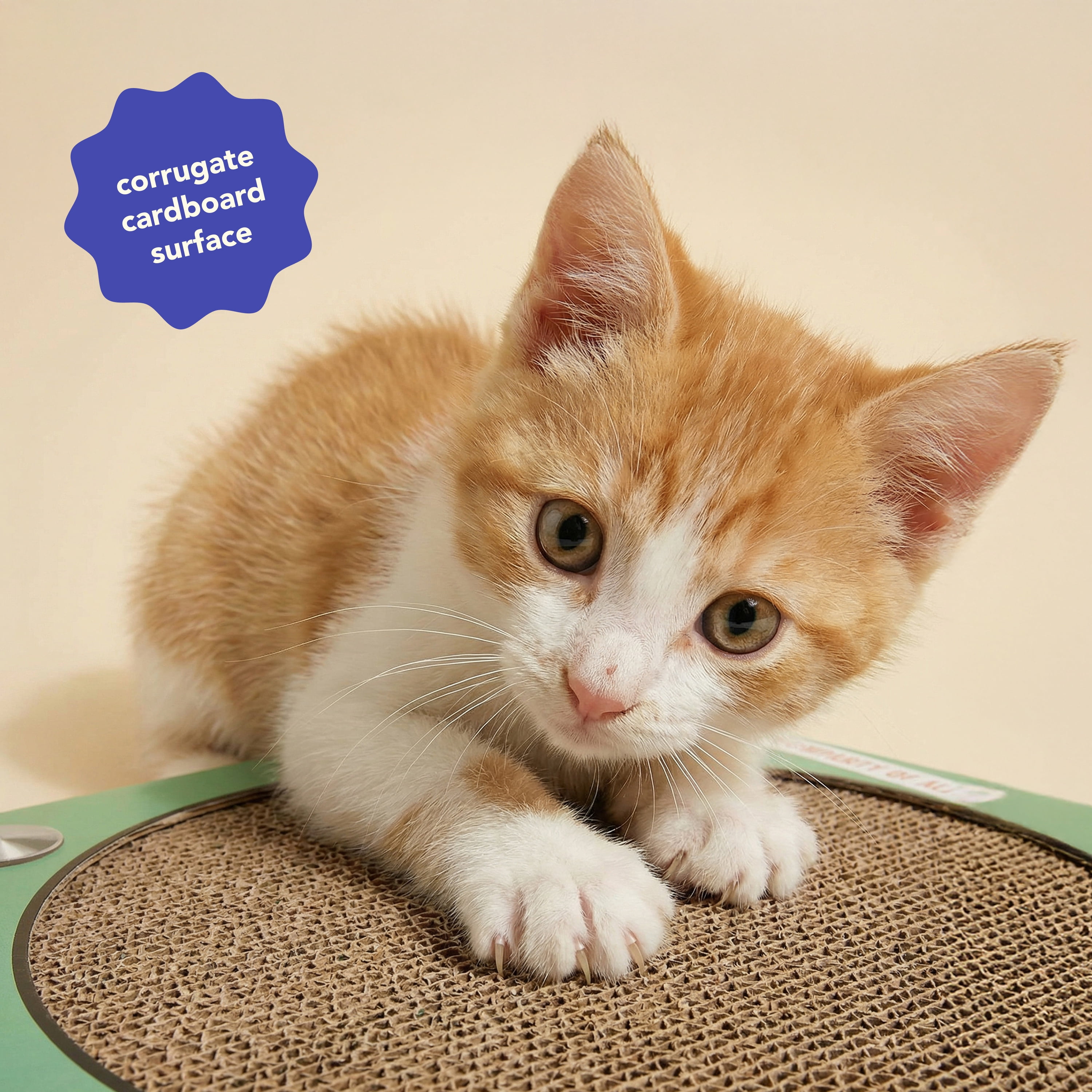 Oodles Green Retro Record Player Durable Corrugated Cardboard Cat Scratching Pad, One Size
