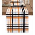 thumbnail image 7 of Orange Black Grey Plaid Table Runner-Cotton Linen- 48 Inch Holiday Dresser Scarves, Simple Check Stripes Lines Country Tablerunner for Kitchen Coffee/Dining Living Room Dinner Scarf Décor 13x48, 7 of 7