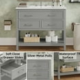 thumbnail image 6 of 36" Bathroom Vanity with Ceramic Sink, Bathroom Vanity with Tip-Out Tray and 2 Full-Extension Drawers, Silver Pulls and Soft Close Drawer Slides Design, 1 Open Shelf at the Bottom, Gray, 6 of 9