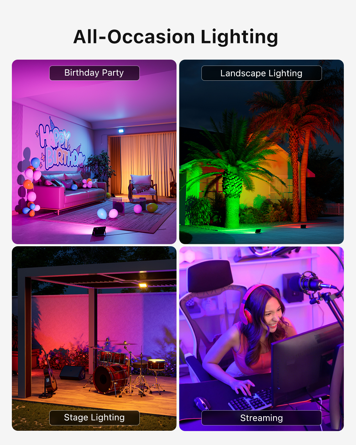 2 Pack 50W Led Flood Lights 500W Equi Color Change with Remote Waterproof 16 Multicolor Lamp Indoor Outdoor Up Lighting for Wall Decoration, Garden