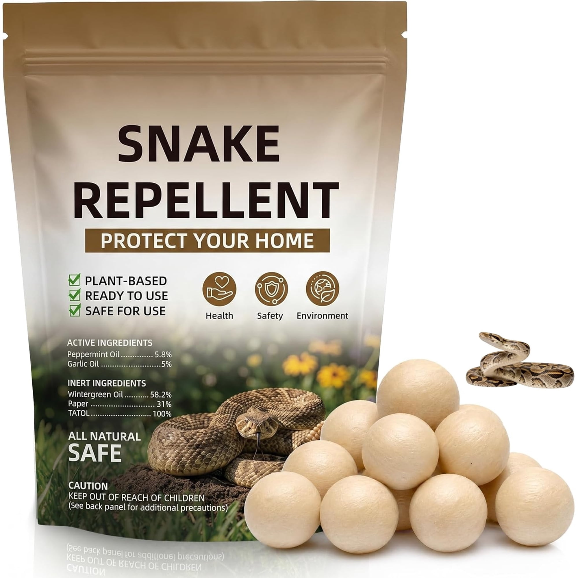 Rowyig Snake Repellent Balls 12 Pack,Long-Lasting Indoor/Outdoor Protection,Long Lasting Pest Deterrent for Patio, Camping, Yard Defense