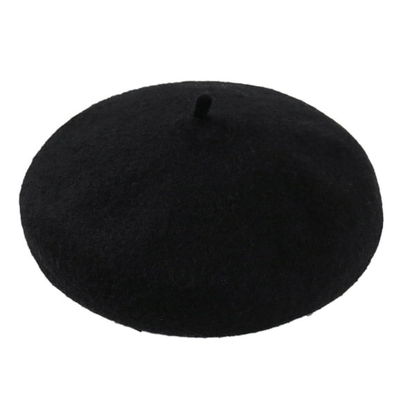 Baberdicy Beret Women New Solid Color Adjustable Wool Beret Wool Warm Hat In Autumn And Winter Beret Hat Black