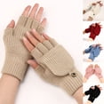 thumbnail image 4 of 1 Pair Thickened Windproof Solid Color Autumn Winter Knitting Mitten Half Finger Gloves Touch Screen Gloves Warm Gloves BLUE, 4 of 7