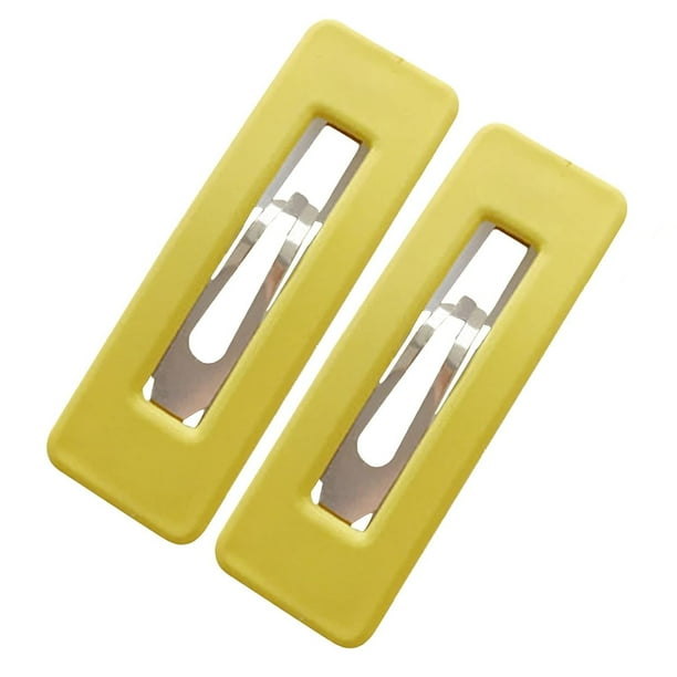 2 pinzas para el pelo de estilo amarillo para mujeres y niñas, color caramelo mate, hebilla cuadrada, flequillo, horquilla, pasador, pinzas para el pelo
