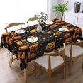 thumbnail image 3 of Halloween Tablecloth Round 60×60 inch, Orange Buffalo Plaid Ghost Pumpkin Washable Table Cover for Home Kitchen Party Dinner Decor, 3 of 6