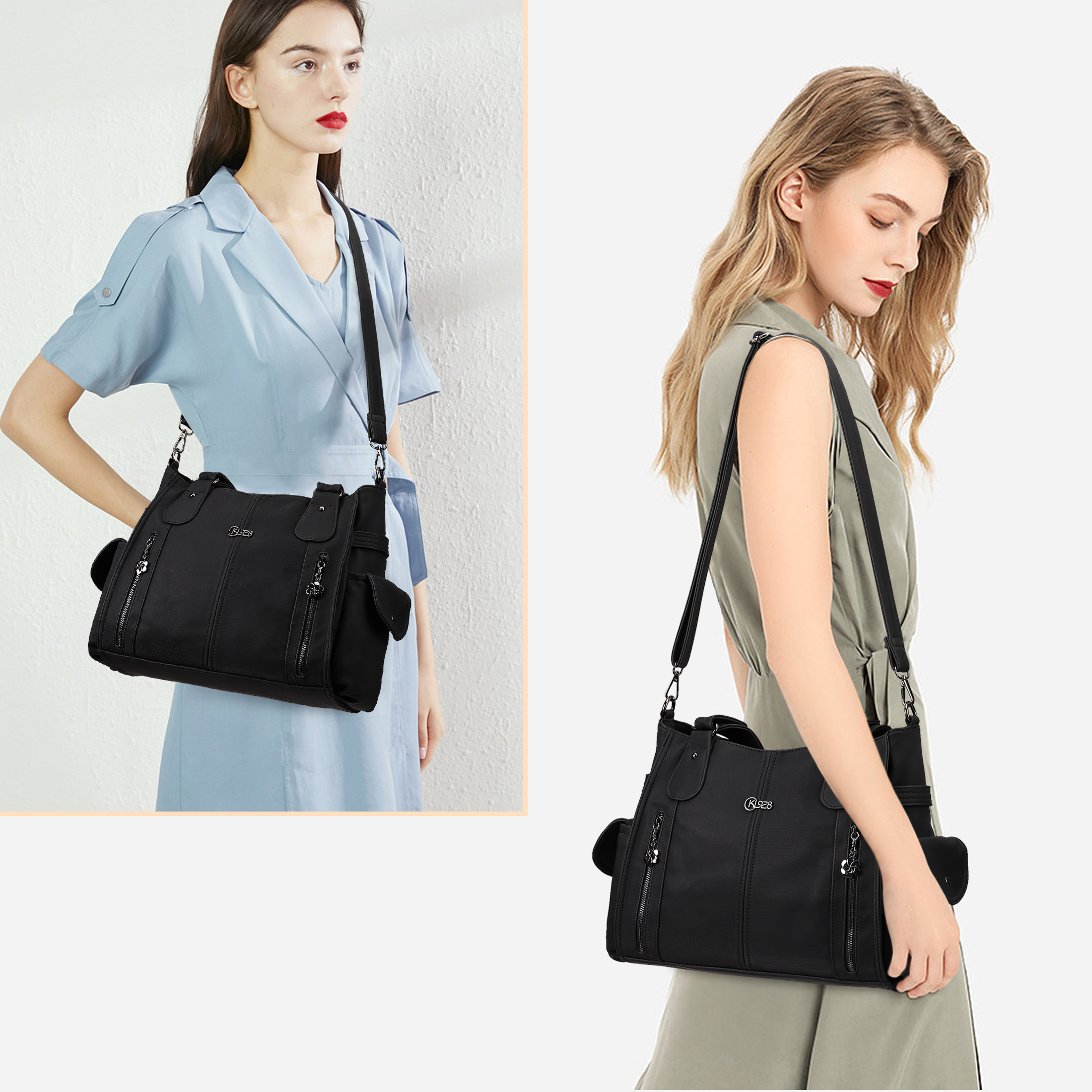 KL928 Top Handle Satchel Bags Women's Shoulder Purses and Handbags (Black)