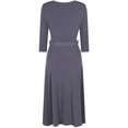 thumbnail image 2 of Bon Rosy, Women's, 3/4 Sleeve Faux Wrap Midi Dress Knee Length, Grey, S, 2 of 2