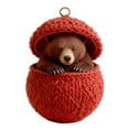 thumbnail image 2 of Christmas Knit-Ball Animals Series Acrylic Ornaments Cute Woodlands Friend With Fair-Isle Patterns, 2 of 6