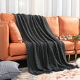 thumbnail image 5 of Ntbay Acrylic Knitted Throw Blanket with 7" Tassels, Lightweight and Soft Cozy Decorative Woven Blanket for Travel, Couch, Bed, Sofa, 51" x 67", Dark Gray Checkered, 5 of 6